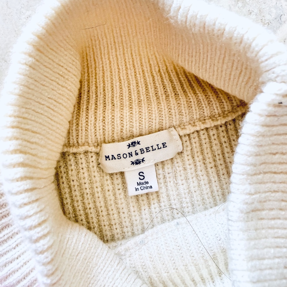 MASON & BELLE | Mock Neck Stripe Sweater, Size Small - Picture 2 of 4
